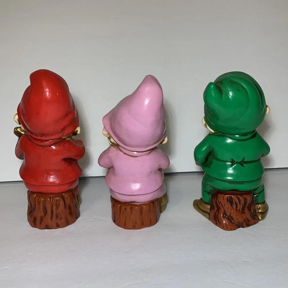 Vintage Elves Musical Instruments Made In Japan Gnomes Christmas Harp Accordion